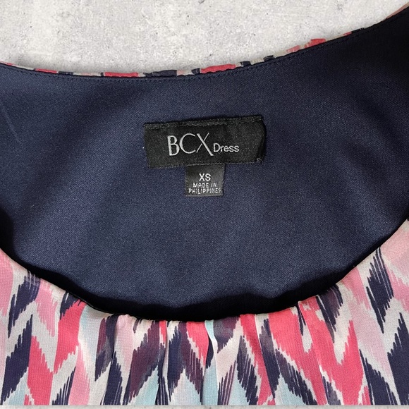 BCX A-Line Blouson Dress Size XS 2 Pink Light Blue Sleeveless Lined Belt - Picture 13 of 16